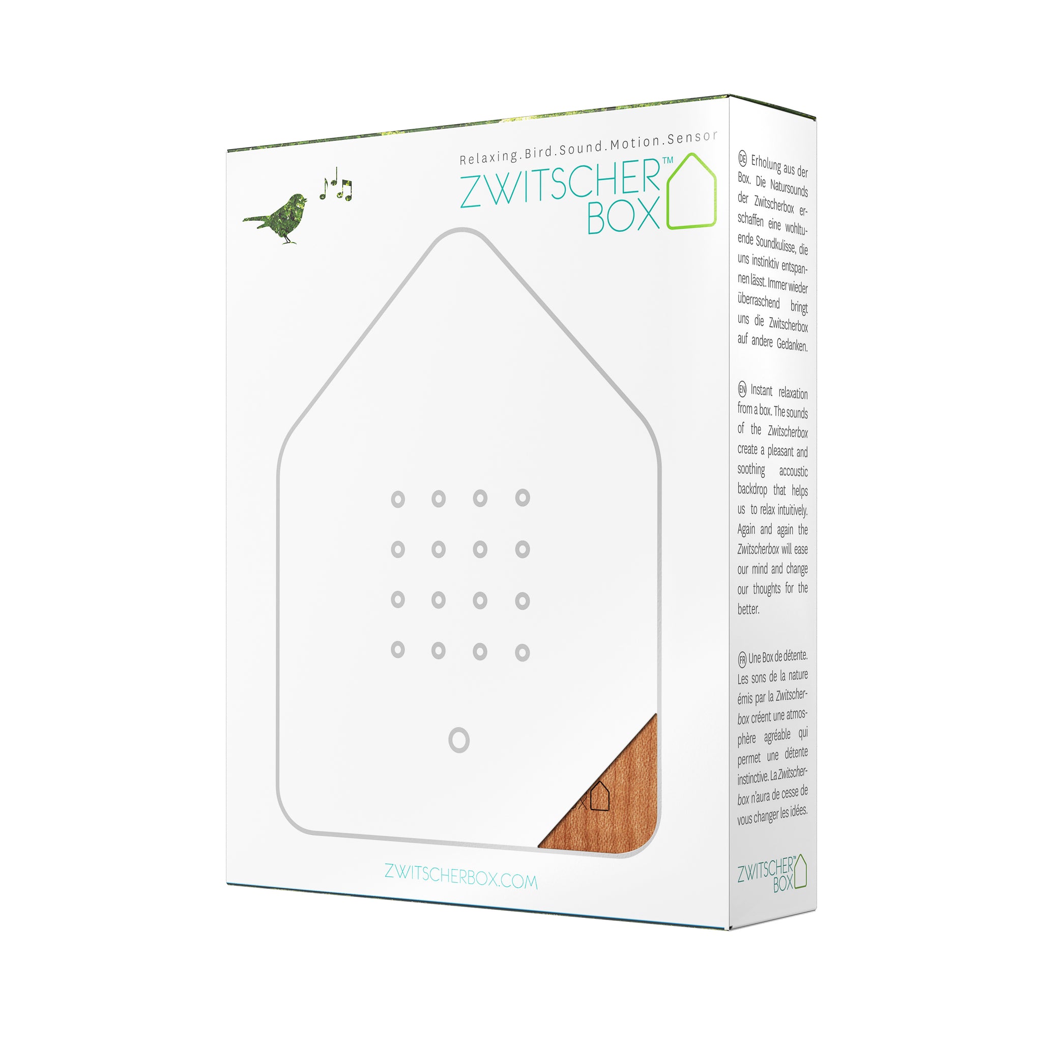 Zwitscherbox kersenhout Huisje met Vogelgeluiden│art. 11ZBX0201006│verpakking