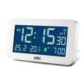 Braun Wekker Digitaal BC10W-DCF│Wit│radiogestuurd│Temperatuur│voorkant schuin links met verlichting