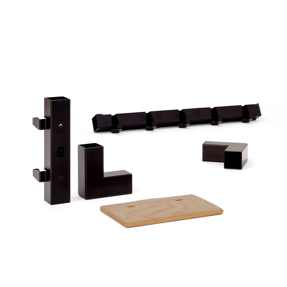 Coatrack by the Meter Hoekstuk Zwart│Vij5│vooraanzicht met witte achtergrond