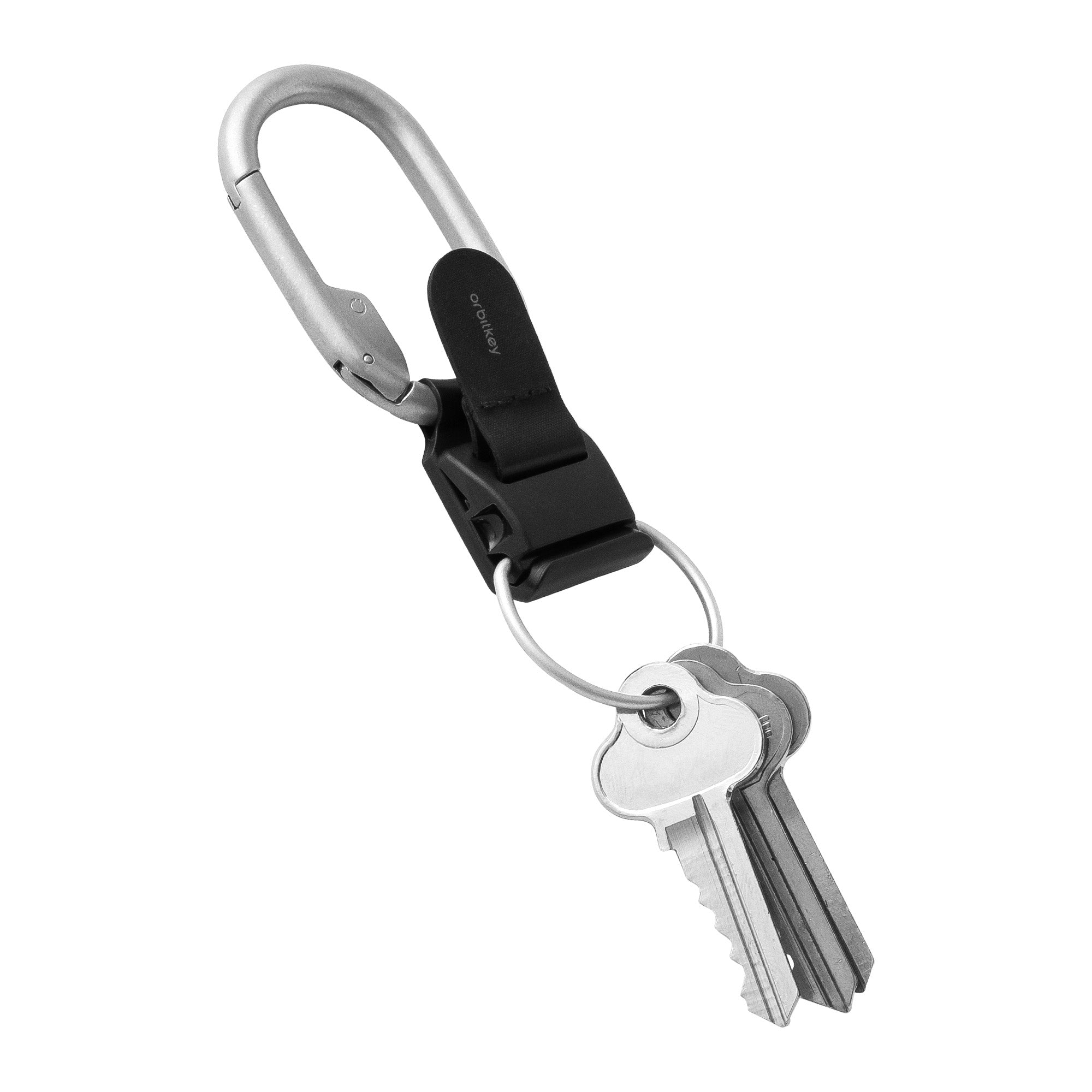 Orbitkey Clip V2 Silver│art. CLPL-2-SVBKBK│met sleutels en witte achtergrond