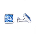 Manchetknopen Royal Delft│Bloemmotief│Delfts Blauw│voorkant en zijkant