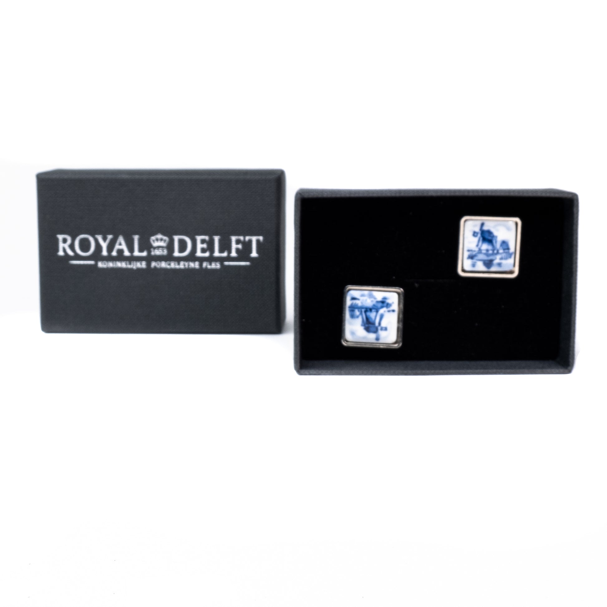 manchetknoop vierkant molen│Royal Delft│Delfts Blauw│foto verpakking